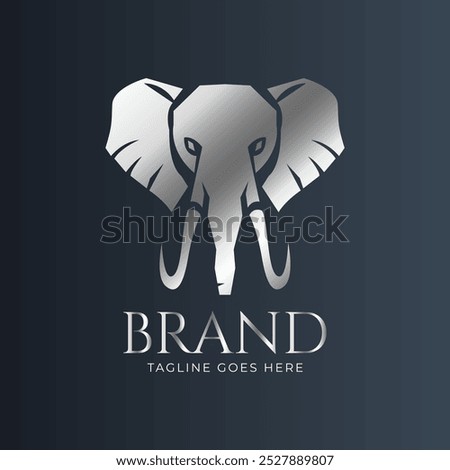 Elephant logo with silver metalic design icon. modern logo for brand or company. vector