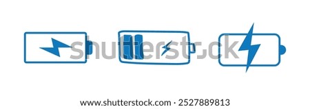 set of battery charging logo icon design illustration. 10%, 20%, 30%, 40%, 50%, 60%, 70%, 80%, 90%, 100%. vector