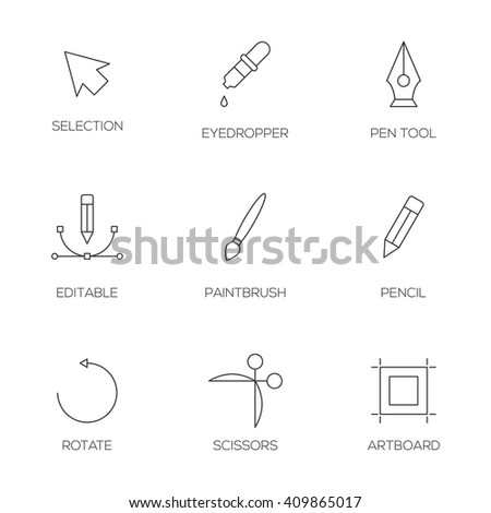 Graphic designer tools outline icons