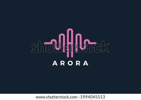 Letter A purple color wave vibration logo