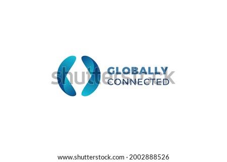 Letter O or C globally connected blue color modern technological logo