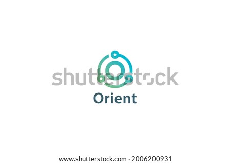 Letter O blue color connection link technological logo