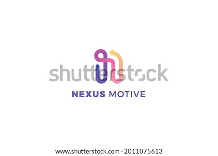 Letter N creative spiral colorful arrow direction business logo Foto stock © 