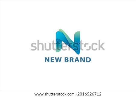 Letter N creative 3d blue color technological business logo Foto stock © 