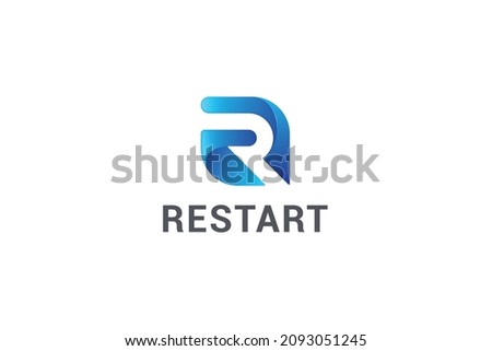 Letter R creative 3d blue colour awesome logo