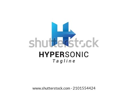 Letter H creative blue colour technological arrow logo	