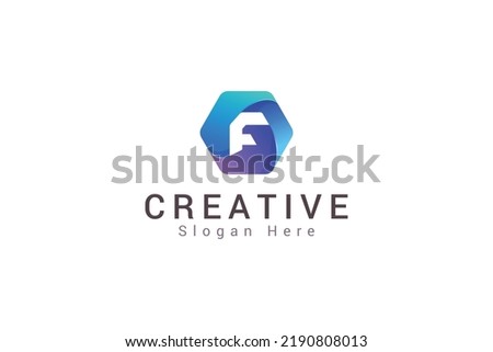 Letter F creative 3d colorful hexagonal logo