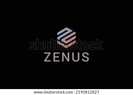 Letter Z creative technological hexagon logo