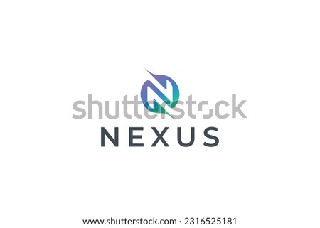 Letter N modern gradient colour aesthetic logo