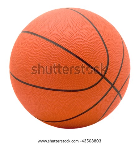 Ball for game in basketball of orange colour isolated on white background