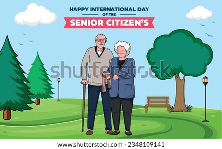 World Senior Citizen's Day banner, poster template. Vector Illustration.