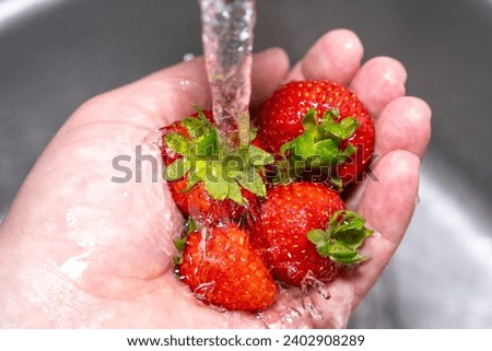 Similar – Image, Stock Photo Fresh strawberry in clean water