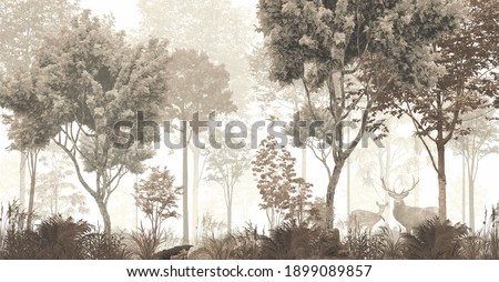 wallpaper forest mural nature animal Stockfoto © 