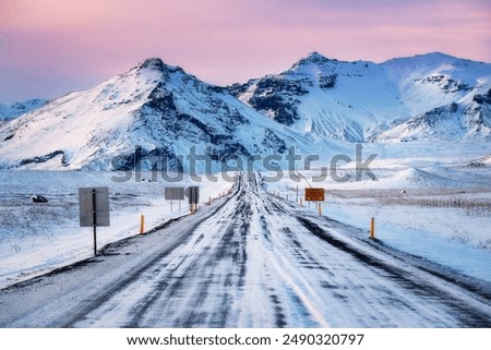 Similar – Image, Stock Photo Road on the Icelandic Peninsula Snaefellsnes