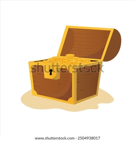 
Treasury box with golden coins schatkist met munten vector 