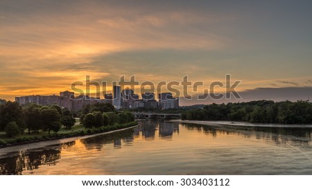 The skyline of Rosslyn, Virginia shot from the Arlington Memorial Bridge at sunset, on June 24, 2015.
