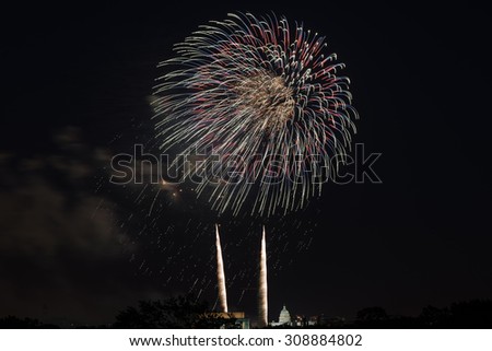 Washington - July 4: The fireworks at the Washington National Mall, on July 4th, 2013.