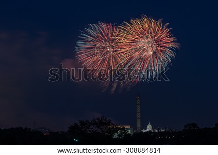 Washington - July 4: The fireworks at the Washington National Mall, on July 4th, 2013.