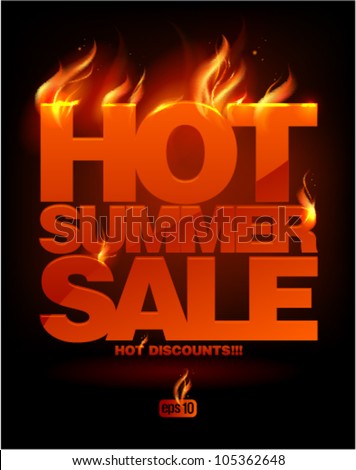 Fiery hot summer sale design template. Eps10 Vector.