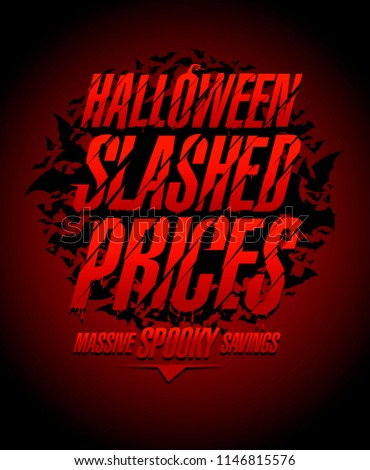 Halloween slashed prices vector sale poster concept