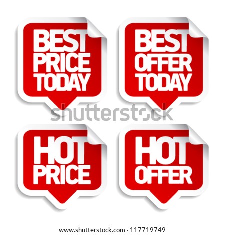 Best hot offers speech bubbles set.