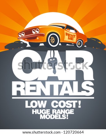 Car rentals design template with retro car.