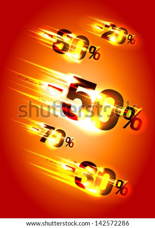 Meteor rain discounts, sale background. Eps10 Vector.