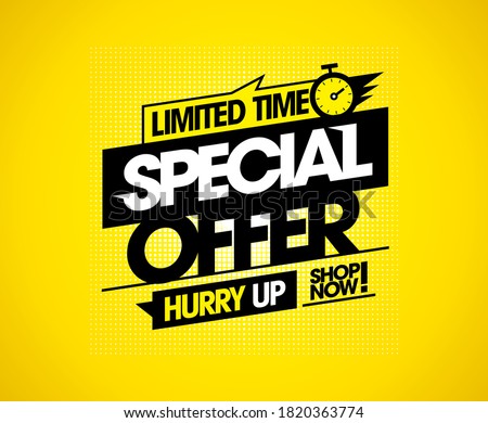 Limited time special offer, hurry up, shop now, vector sale banner template Foto d'archivio © 