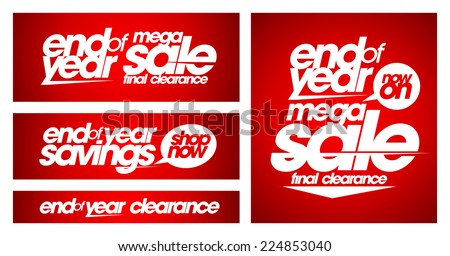 End of year mega sale banners set. 