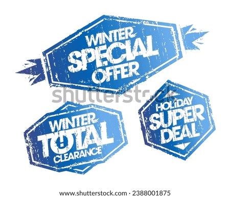 Winter sale rubber stamps - winter special offer, winter total clearance and holiday super deal