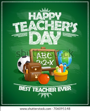 Happy teacher`s day poster concept