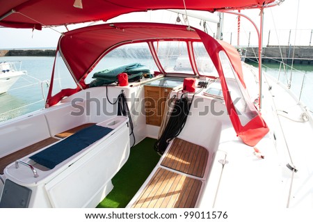 Lounge cockpit inside a boat.