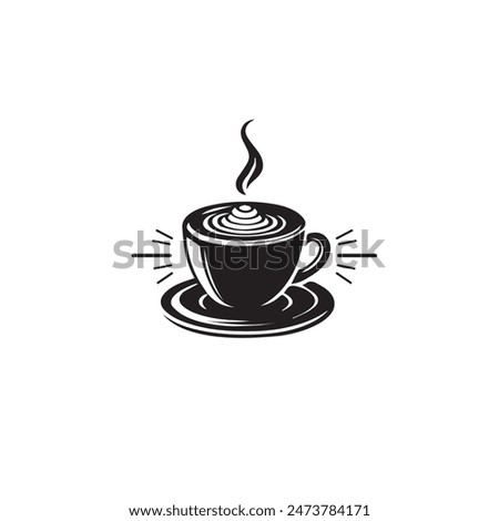 Premium coffee shop logo. Cafe mug icon.hot drink cup sign. emblem. Coffee icon.