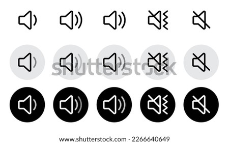 Ring, Vibrate, Silent, Mute cell phone or smartphone icon set. Silent ring vibrate mode ring icon in circle new style design. Smartphone volume on and off icon. Vector illustration.