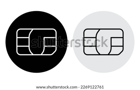 Sim card icon set in black and white color. Sim card icon. Line, glyph and filled outline colorful version, mobile telephone card outline and mobile chip sign. Communications symbol logo illustration.