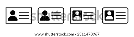 ID Card Icon Black. Driver's License Illustration. ID Badge Symbol. Identity Logo. Pass Passport Sign isolated Variations. Identification card icon set