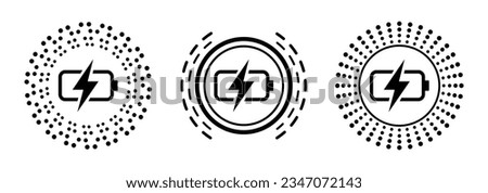 Wireless charging variations of icons. Wireless charging icon concept. Charging icons set of three for web and animation. Charging Battery Energy. Vector illustration