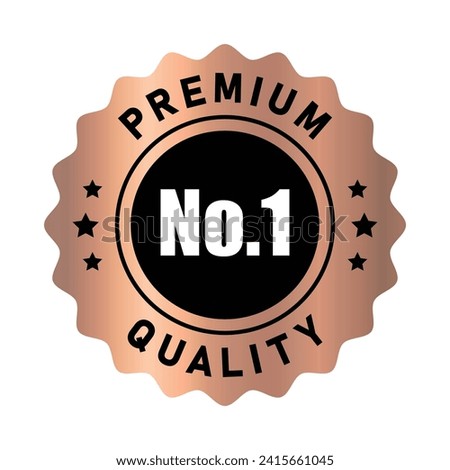 No 1 premium quality logo stamp with star in copper gradient color rounded zig zag style. No.1 quality logo copper color icon vector design for brand label or banner