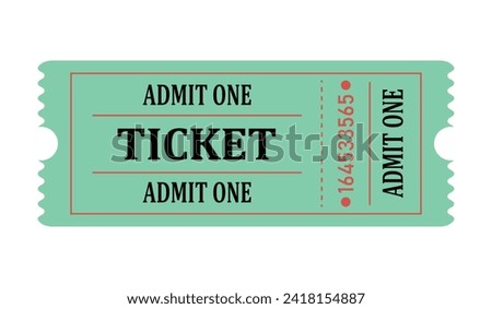 Admit one ticket in green color with serial number.