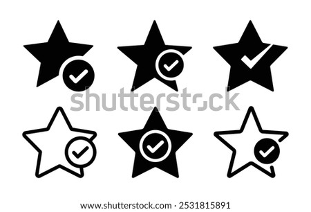 Star with checkmark icons, check mark icon, verified badge icon tick symbol vector approved check mark icon, approved icon, black tick verified check mark icons.