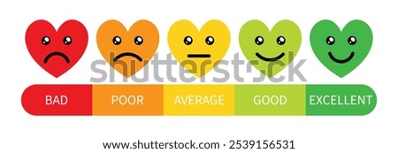 Rating emoji set with stars in fill style for customer feedback and product experience. Five-star rating emoji icon set. Emoji feedback scale with stars line icon. Rating emoji vector collection.