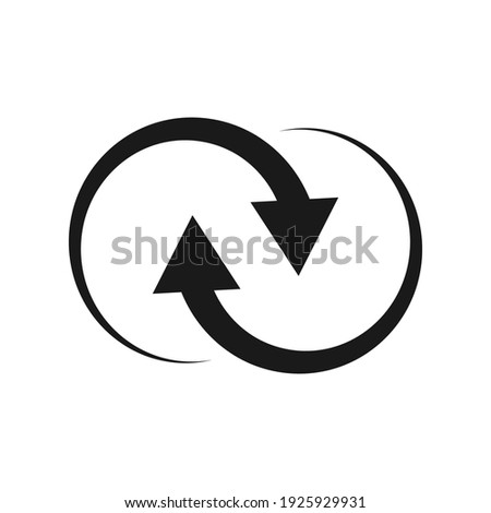 Cyclic rotation icon vector, recycling recurrence, renewal.  Vector illustration isolated on a blank background that can be edited and replaced with color.