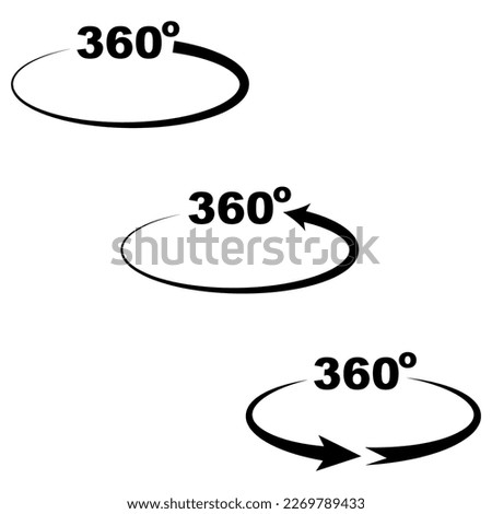 Vector Illustration 360 degrees. The display mark icon can be rotated 360 degrees.
