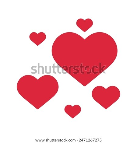 Collection of Love Heart Symbol Icons. Love Illustration Set with Solid Vector Heart and Outline. Can be edited and color-replaced. On a blank background.