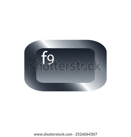 QWERTY button on laptop. Vector. F9 function keyboard with a simple editable design.