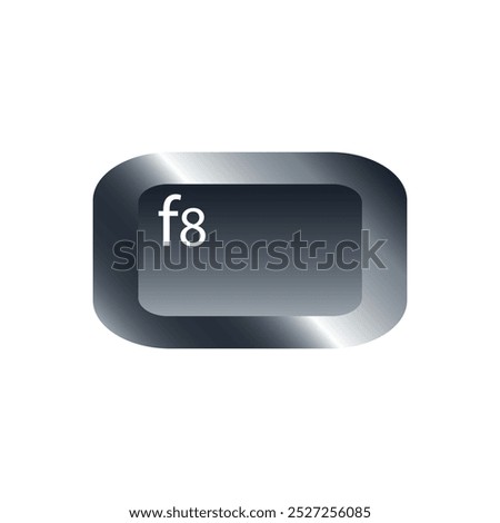 QWERTY button on laptop. Vector. F8 function keyboard with a simple editable design.