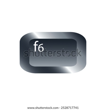 QWERTY button on laptop. Vector. F6 function keyboard with a simple editable design.