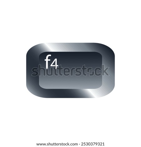 QWERTY button on laptop. Vector. F4 function keyboard with a simple editable design.