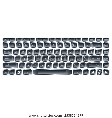 QWERTY button on laptop. Vector. Keyboard with a simple design that can be edited.