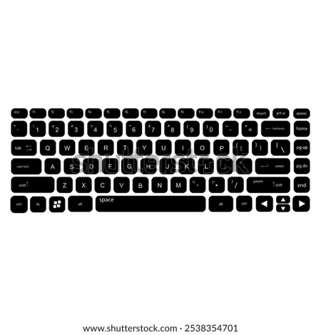 QWERTY button on laptop. Vector. Keyboard with a simple design that can be edited.